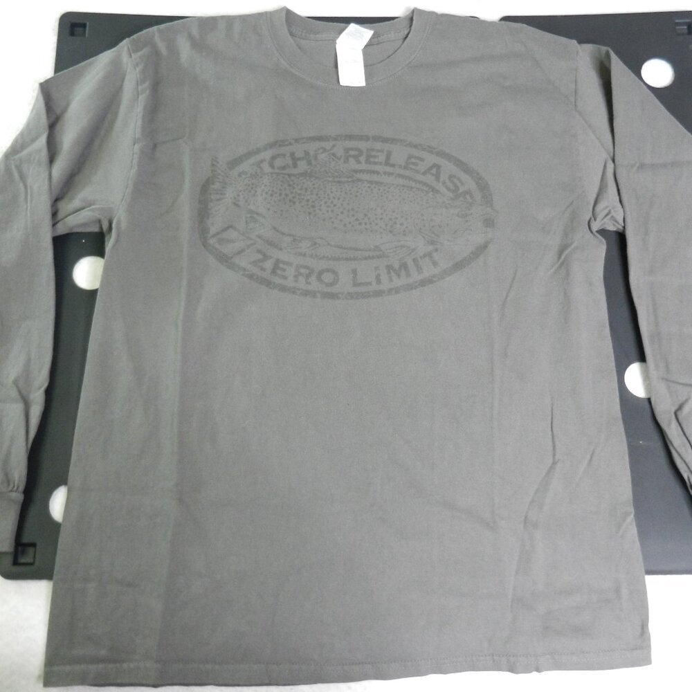 Catch and Release‎ Long Sleeve Shirt Size Large Gray Fishing Conservation Adult